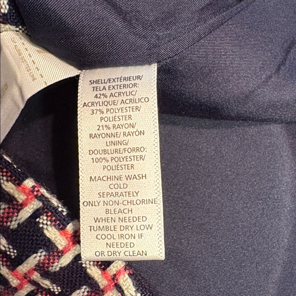 LOFT Tweed Wrap Skirt in Navy and Pink 8P - Picture 7 of 7